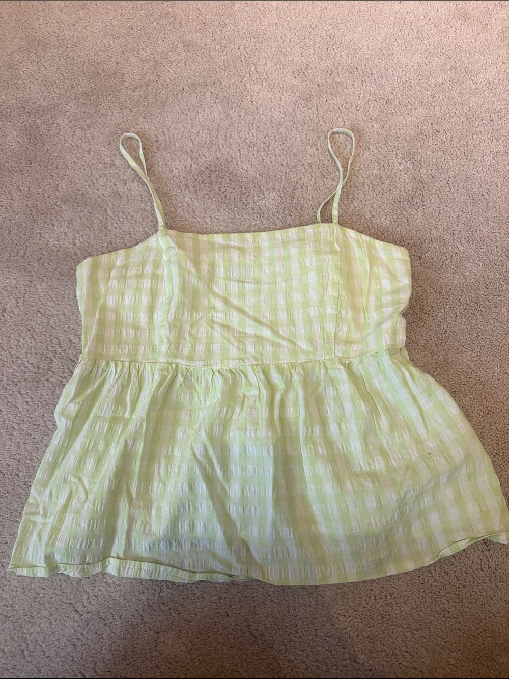wild fable Light Green Gingham Peplum Cami